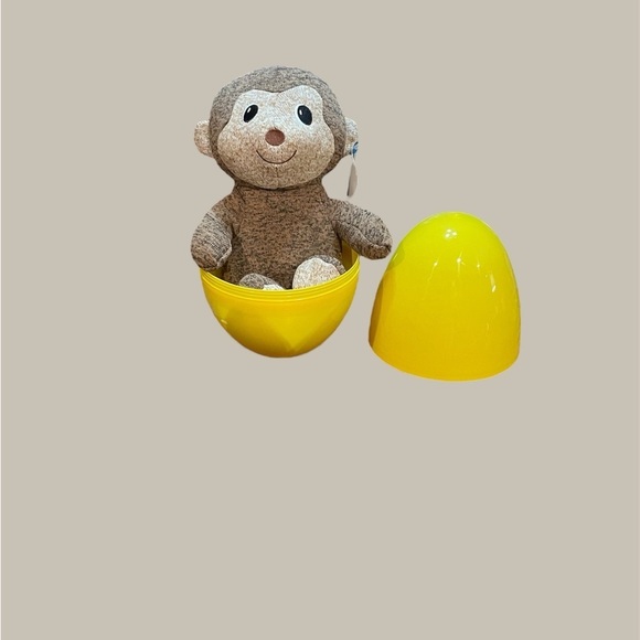 E020 SOCK MONKEY HATCHLING. 12” SOCK MONKEY IN A 12” EGG - Picture 2 of 3
